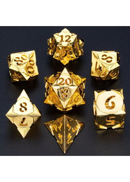 Hollow Metal RPG Dice Set - Gold Morning Star